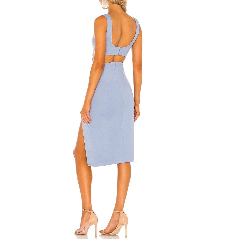 Lovers and Friends Titus Midi Dress Cutout Slit Bodycon Periwinkle Blue Sz S - Picture 2 of 15